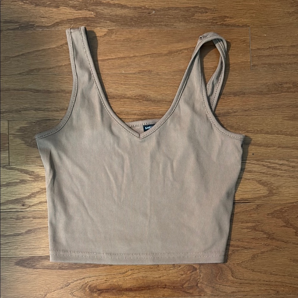 SHEIN Gray Sleeveless Fitted Crop Tank Top